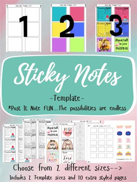 Post-it Note Templates | Printable Sticky Note Designs | Instant ...