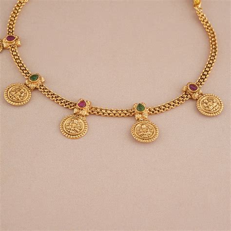 Cute antique gold ma lakshmi coin choker necklace set I Temple ...