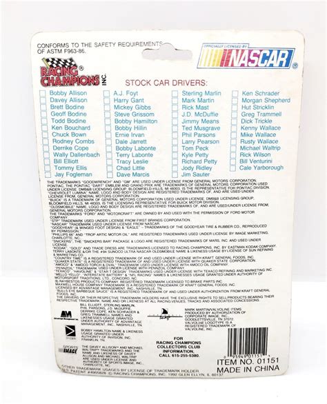 Mark Martin #60 Winn Dixie Nascar 1992 Racing Champions 1:64 Die Cast Car