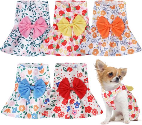 Amazon.com : 5 Pieces Dog Dresses for Small Dogs Girls Floral Puppy ...