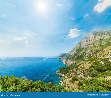 Sun Shining Over World Famous Amalfi Coast Stock Photo - Image of park ...