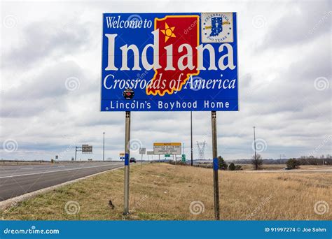 Welcome To Indiana`s New Sign Editorial Photo | CartoonDealer.com #99601553