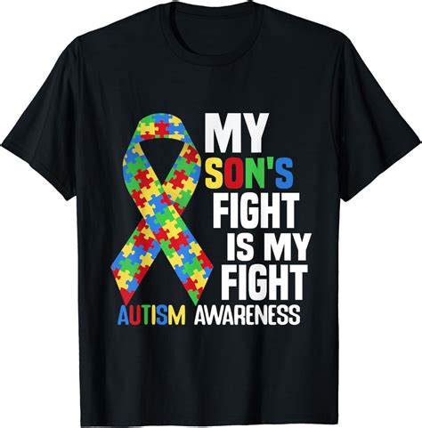 My Son's Fight Is Our Fight Blue Ribbon Autism Awareness T-Shirt ...