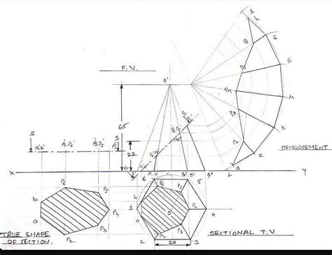 Q.6 A hexagonal pyramid of side 25 mm and axis 50 mm long havingone of ...