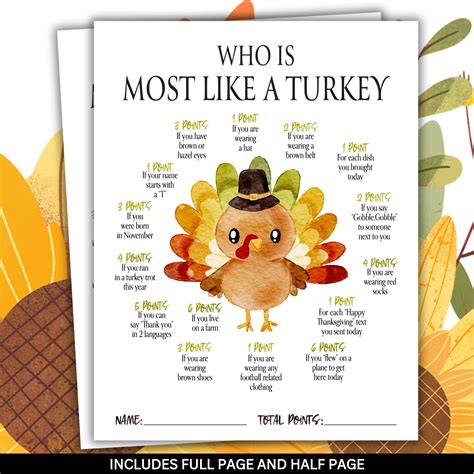 Thanksgiving who is most like a turkey thanksgiving game night ...