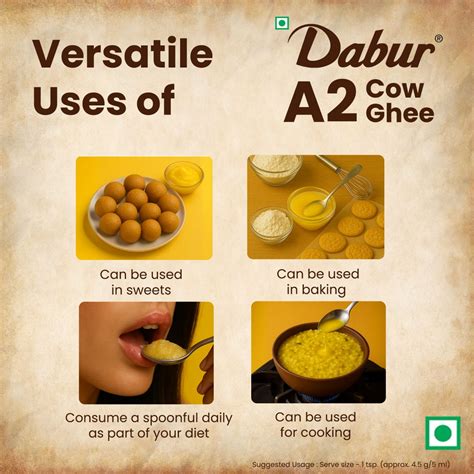 Dabur A2 Cow Ghee | Rich in Vitamin A & Antioxidant | Bilona method