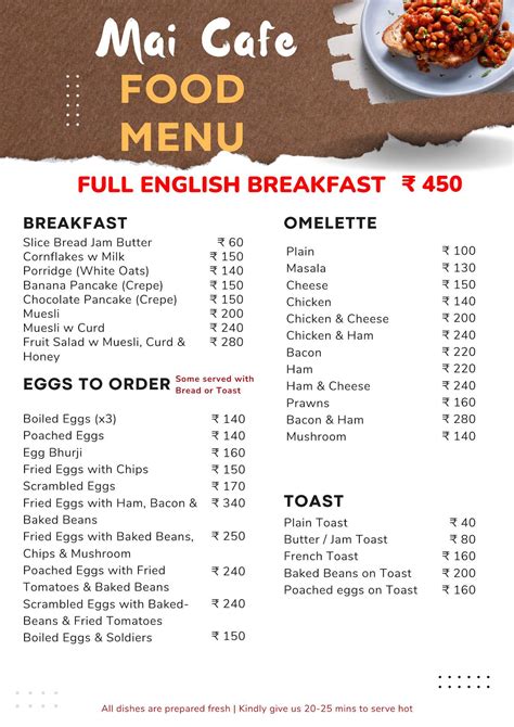 Menu at Mai Cafe, Bar & Restaurant, Calangute