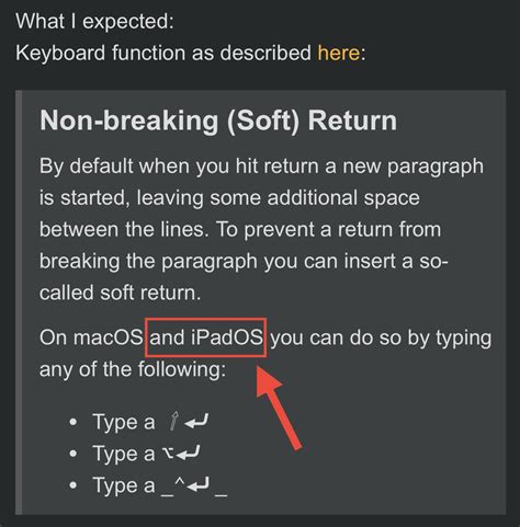 Non-breaking (soft) return and iPad keyboard - Support - Agenda Community