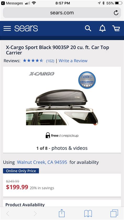 X-Cargo Sport Black 90035P 20 cu. ft. Car Top Carrier for Sale in ...