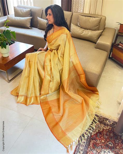 EE-W01775 Gold Tissue Sari – sakhifashions