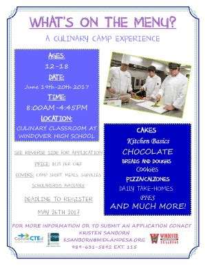 Fillable Online WHATS ON THE MENU Fax Email Print - pdfFiller