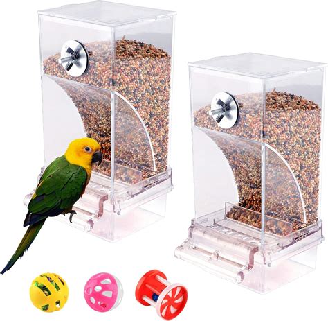 2PCS Automatic Bird Feeder for Cage, No Mess Bird Feeder, Transparent ...