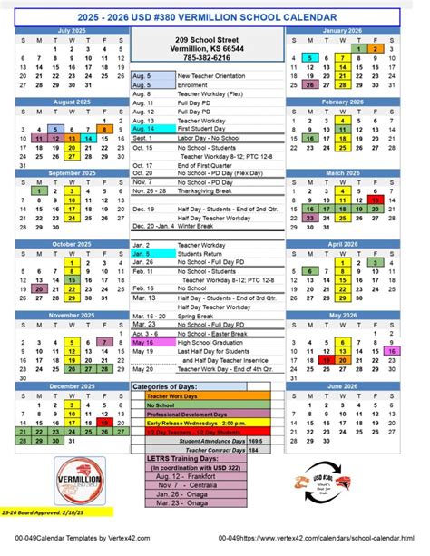 Vermillion USD 380 Calendar 25-26 Revised [pdf] - EduCounty