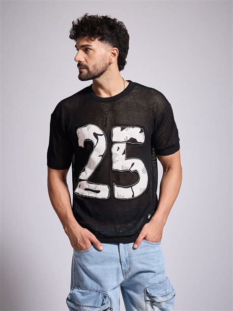 Black Knitted Pu Applique Tshirt | Buy Men Knitted Tshirts | Fugazee ...