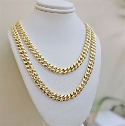 14k Gold Chain Necklace 24 Inch Miami Cuban Link 8mm Box Lock Real 14K ...