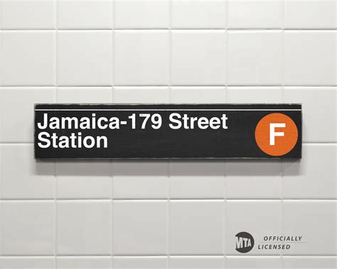 Jamaica 179 Street Station New York City Subway Sign Wood
