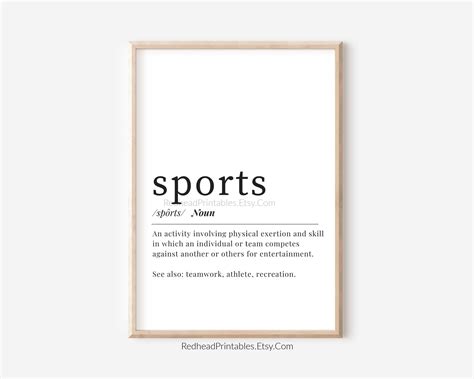 Sports Definition Printable Wall Art, Dictionary Printable Decor, Gym ...
