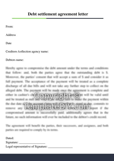 Debt Settlement Agreement Letter Sample with Examples