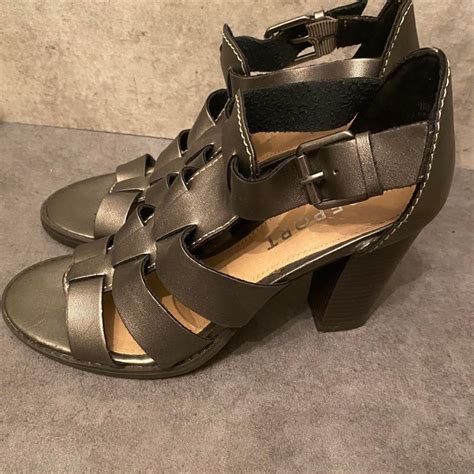 NWOT Report Rebecka Grey High Heel Women's Sandals... - Depop