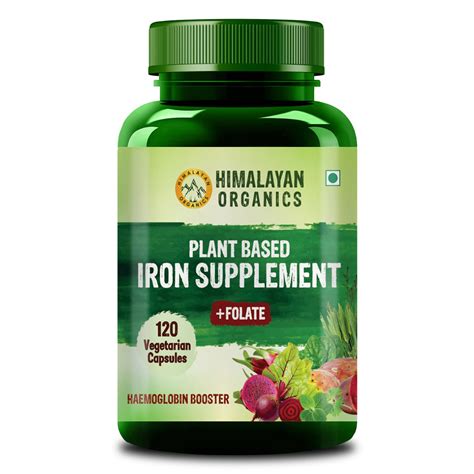 Himalayan Organics Plant Based Iron Supplement with Folate, 120 ...