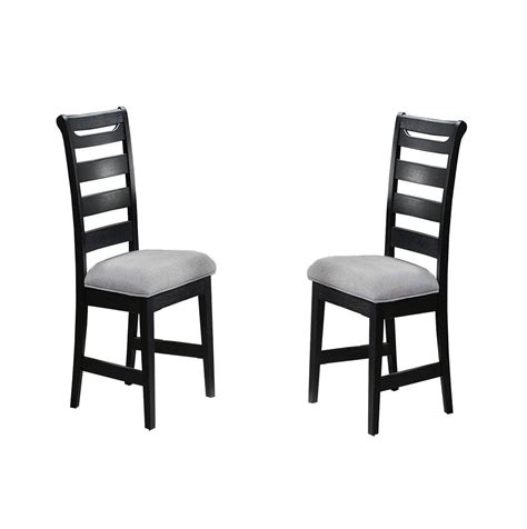 Red Barrel Studio® Modern 2pc Dining Chairs Black Ladder Back Frame ...