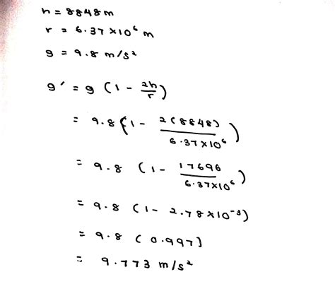 Estimate the value of acceleration due to gravity(g) at the peak of Mt ...