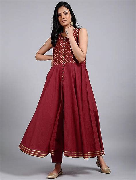 Red gold flared Kurta – Sonal Kabra