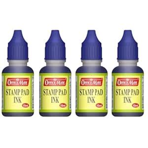 Soni Officemate Stamp Pad Ink – 15ml | Pack of 4 (Blue)| Quick-Drying ...