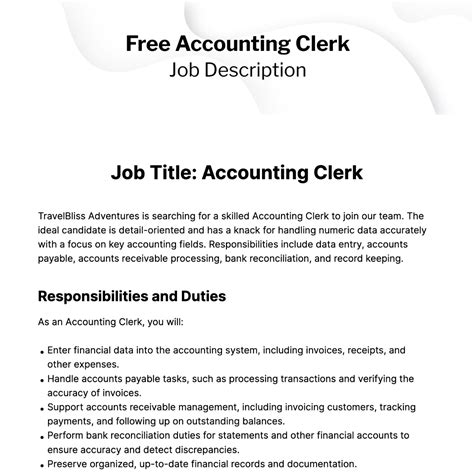Job Description Template Accounting Clerk at Sara Gardner blog