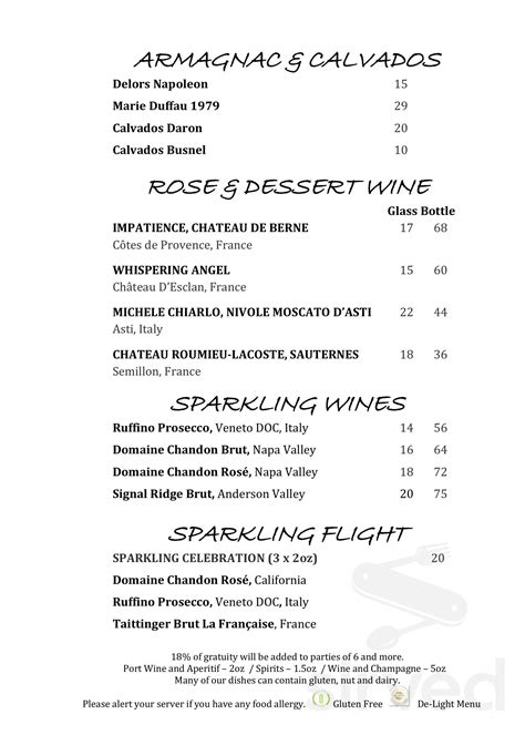 Menu - Chicago IL's Le Bar Chicago | Sirved