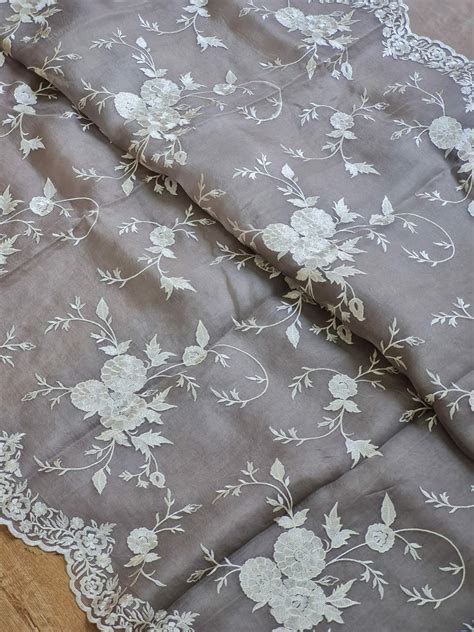 Pure Organza Silk Cutwork Jaal Embroidery Saree – Resham Wala