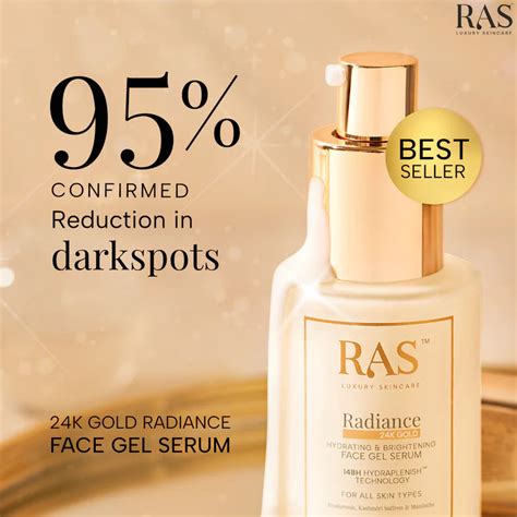 Radiance 24k Gold Brightening Face Gel Serum With Rosehip & Hyaluronic ...