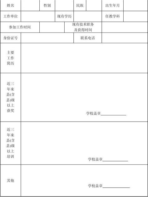 教师个人基本情况登记表_word文档在线阅读与下载_免费文档