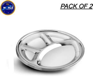 MS WORLD Stainless Steel Plates With 4 Compartment / Bhojan Thali ...