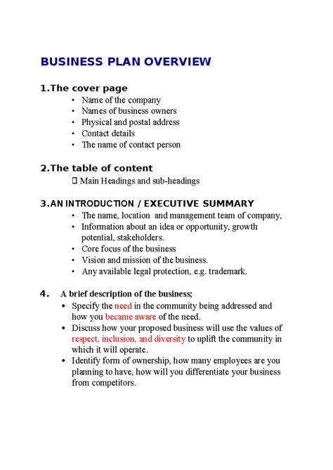 Business Plan Overview Sample 的图像结果