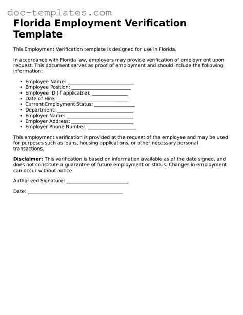 Free Florida Employment Verification Forms - Printable Template