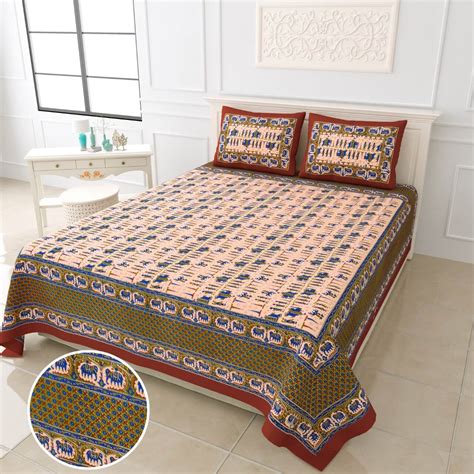 Buy Beautiful Cotton Bagru Print Hand Block Bedsheets At Wholesale Prices