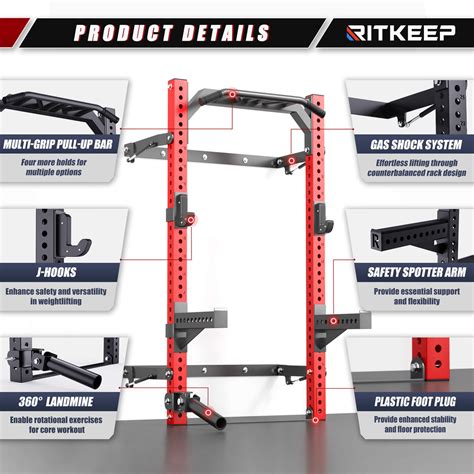 SR-3550 Wall Mount Folding Squat Rack With Pull-Up Bar | RitKeep ...