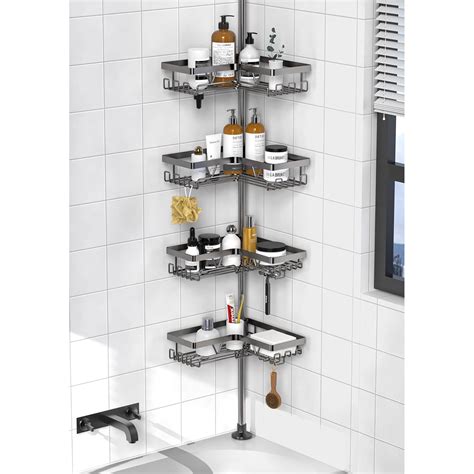 Rebrilliant Corner Shower Caddy Tension Pole - Shower Tension Rod ...