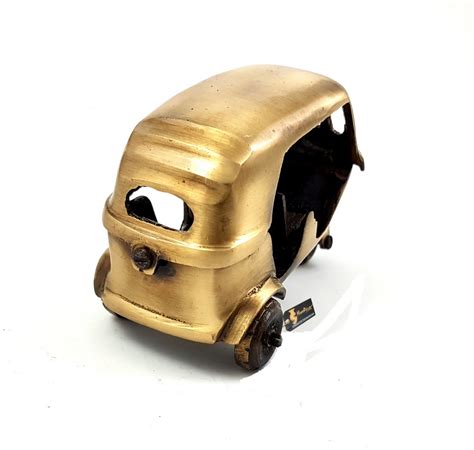 Vintage Auto Rickshaw Miniature Brass Decor Showpiece
