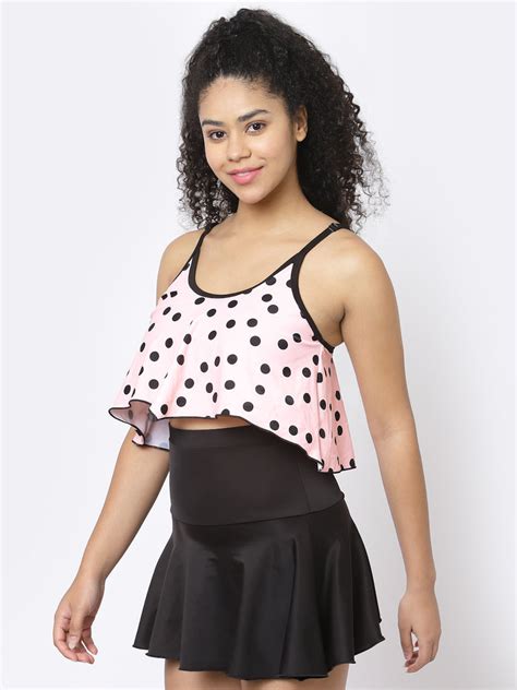 CUKOO Padded Peach Two piece Skirtini Swimwear – cukoo.in