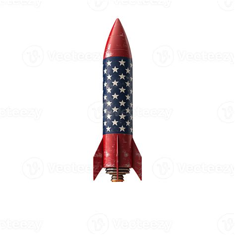 Vintage American Rocket Launch Space USA Stars red art blue flag white ...