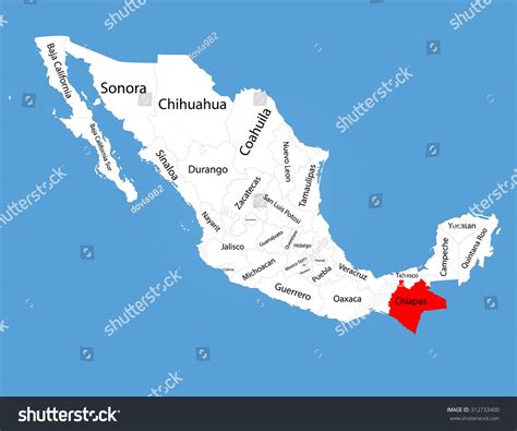 Chiapas Mexico Vector Map Silhouette Isolated: vetor stock (livre de ...
