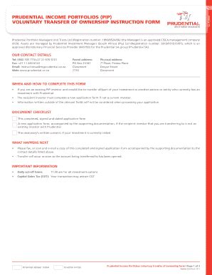 Fillable Online PRUDENTIAL INCOME PORTFOLIOS PIP VOLUNTARY TRANSFER OF ...