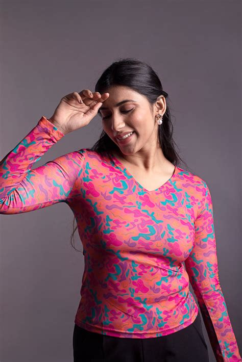 Buy Pink Fitted V-Neck Top - Stylish Formal Tops for Women – IREA Life