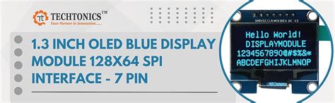 1.3 Inch OLED Blue Display Module 128x64 SPI Interface - 7 Pin : Amazon ...