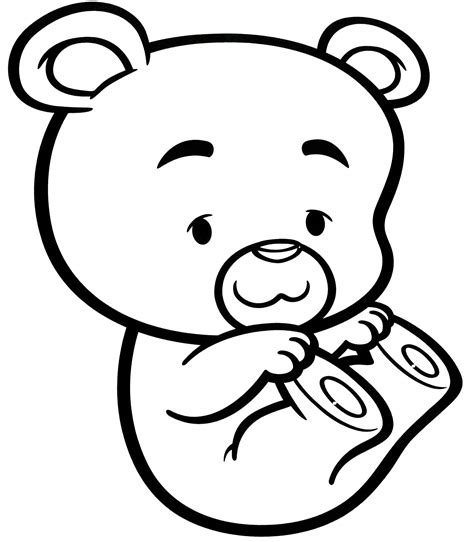 Cute bear coloring page - free and printable