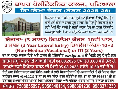 Thapar Polytechnic College: Diploma in Engineering college in Patiala