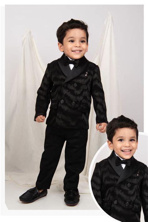 Blended Jaquard Woven Full Sleeves Coat Pant with Tuxedo Shirt and Bow ...