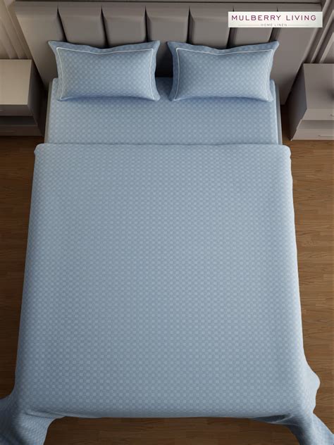 Urban Grid 100% Cotton Bedsheet Set with 2 Pillow Covers - 300 Thread ...